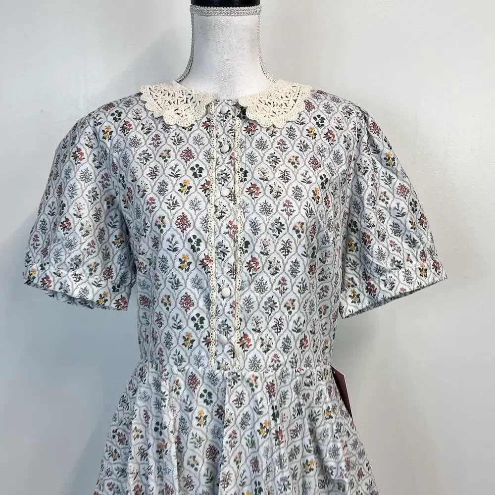 Ivy City Co. Dress size 12 Cambridge In Blue Wildflowers Floral Crochet Lace - Picture 4 of 13